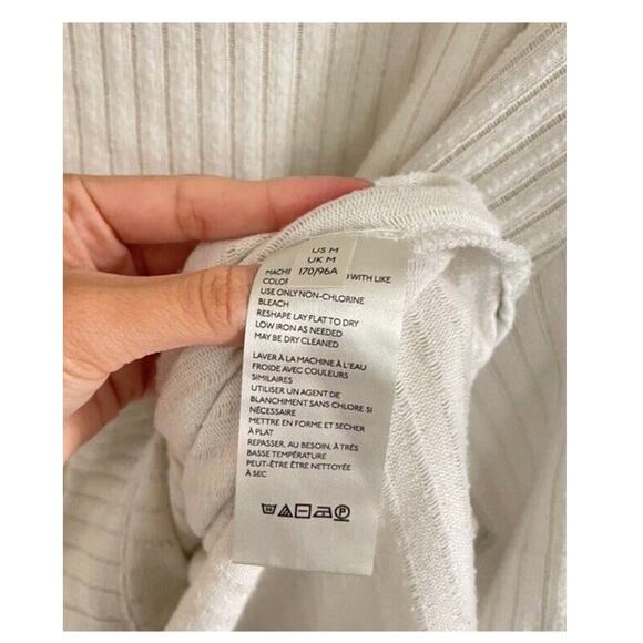 Anthropologie Sweater Women's Medium Maeve Cowl Neck Cream Ribbed Relaxed Fit - Picture 8 of 9